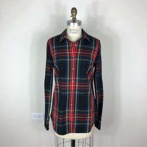 J Crew | Red Black Plaid Button Down Top